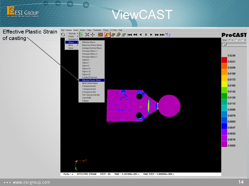 ViewCAST Effective Plastic Strain of casting